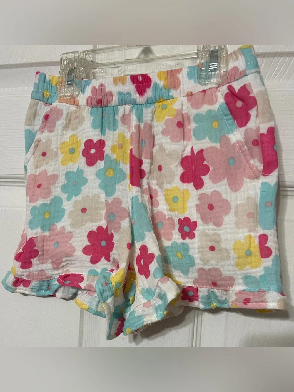 Rabbit + Bear Organics Cotton Short Set Floral Ruffle Gauzy Girls Size 8